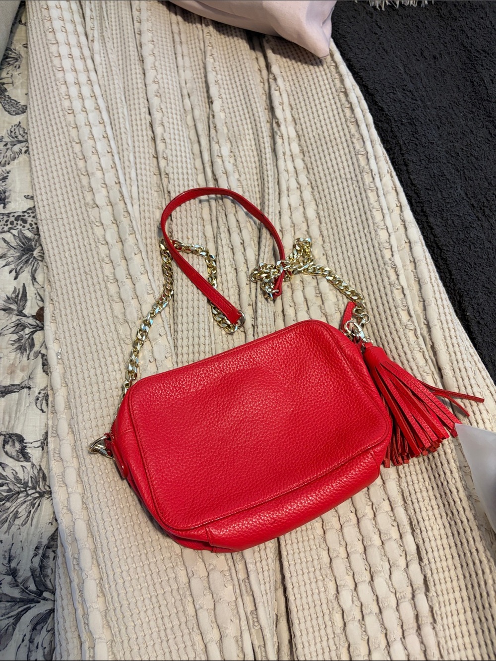 Red Crossbody Bag with Tassel